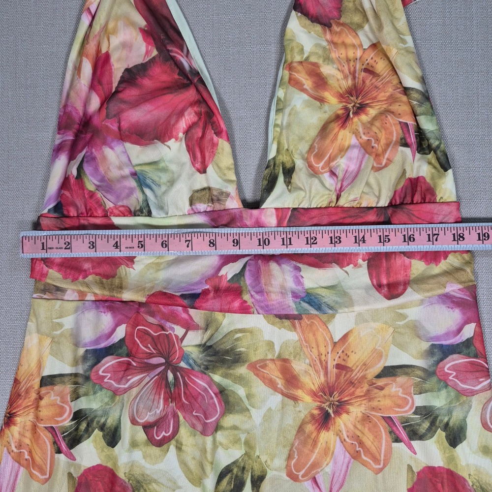 Floral Halter V-Neck Swim Summer Short Dress Red Pink Green Plus Size 4XL - Picture 5 of 9